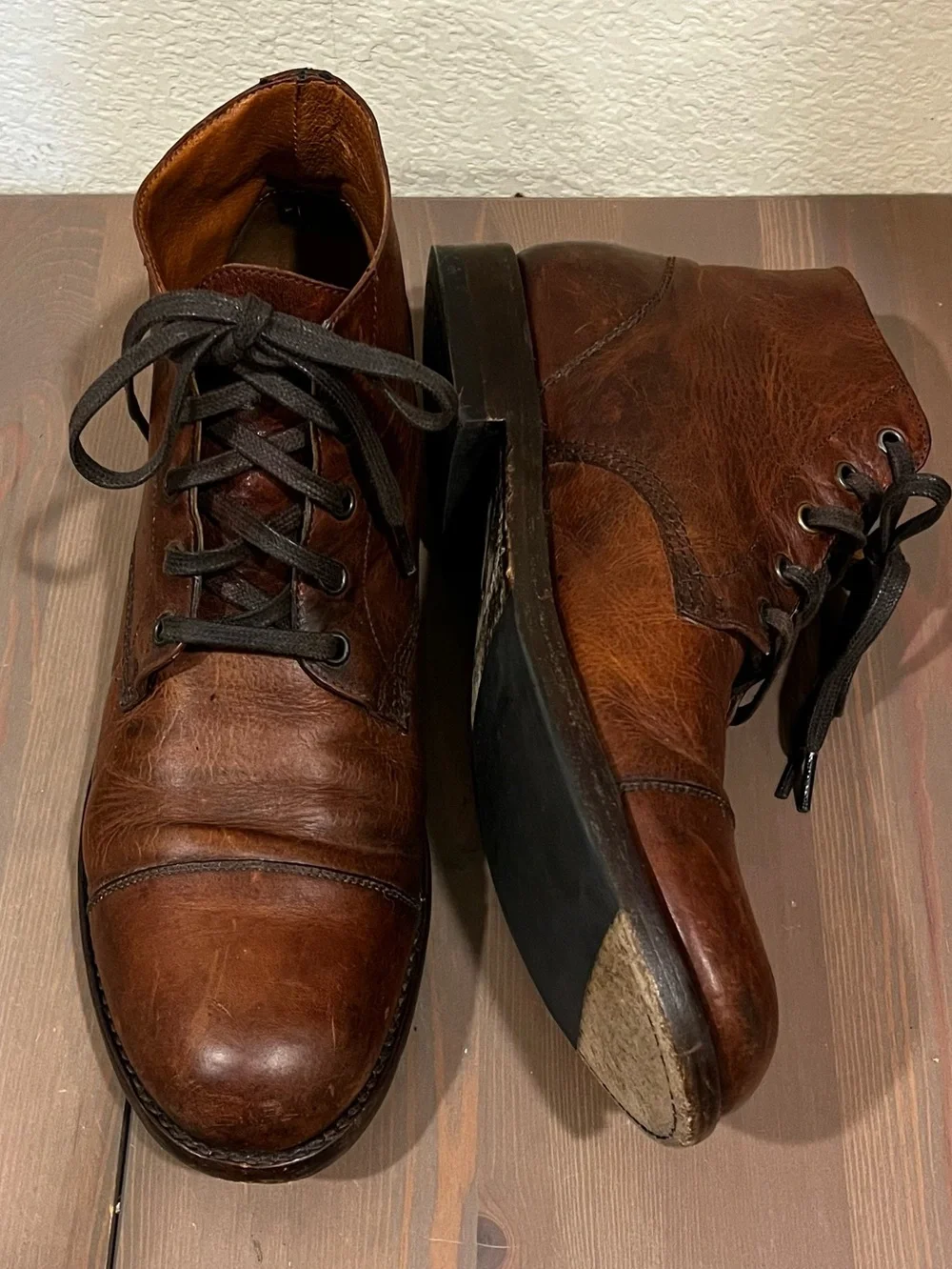 Frye Chukka Ankle Boots Size 10 Brown Leather Lace Up Casual Minimalist Designer